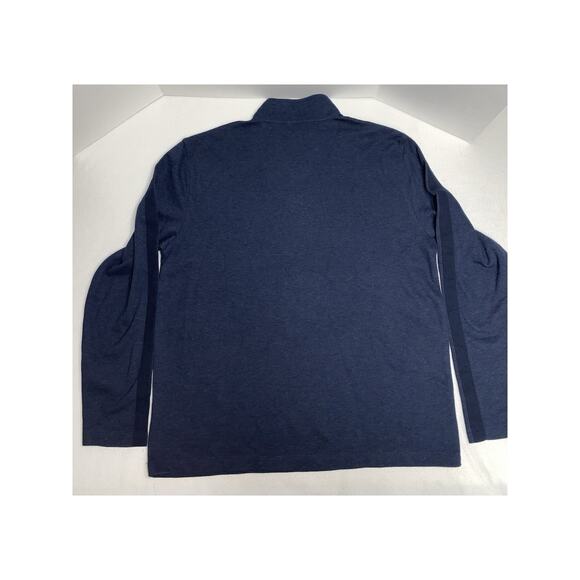 XXL Calvin Klein Mens 1/4 Zip Pull Over Active Blue w/ Stripe Sleeve Sweatshirt - Picture 8 of 9